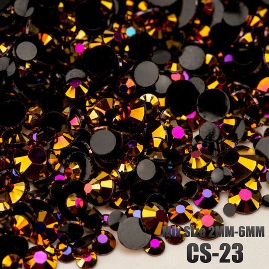 VDD CS-23 30/100g Mix Size 2-6mm Resin Rhinestone Crystal Color AB Flatback Plastic Bulk Wholesale For DIY Nail Art Crafts Decorations