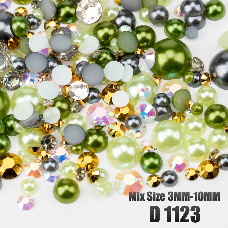 VDD D1123 3-10mm Mix Size ABS Half Round Pearls Flatback Beads Resin Rhinestones Flatback Stones ZHENZHU