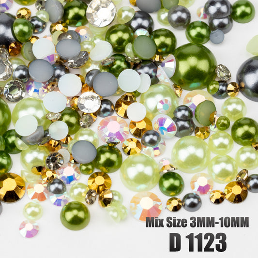 VDD D1123 New 30/60/200g Mix Size 3mm-10mm Half Round Pearls Resin Rhinestone Flatback Color Beads For Nail Art DIY Crafts Decorations