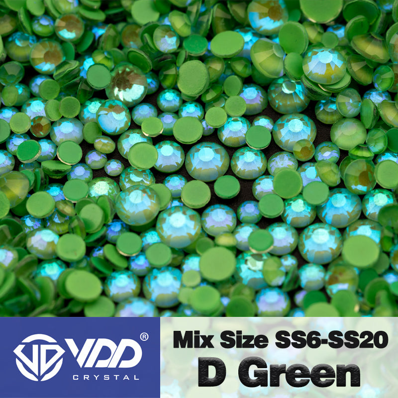 VDD 301 D Green Mix Size SS6-SS20 Non-hotfix Rhinestones High Quality Glass Crystal Flatback Strass Stones KKmix-K173