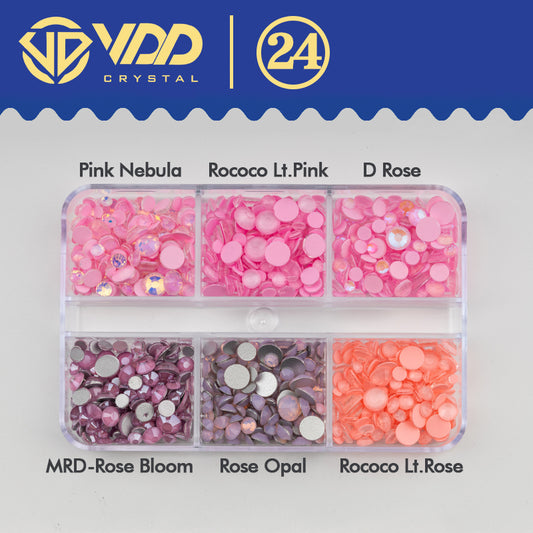 VDD  DC-024  SS6-SS20 Mix Size 6 Grid Box Glass Rhinestones Crystal Flatback Glitter Stones For Nail Art Accessorie DIY Crafts Decoration