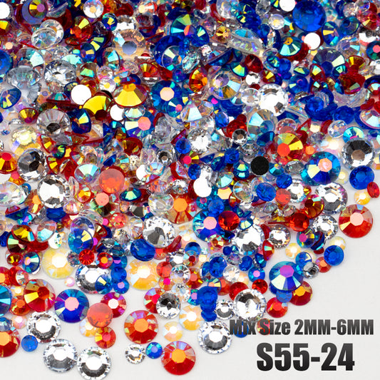 VDD S55-24 30g/100g Mix Size 2-6mm Resin Rhinestones Crystals Non Hot Fix Color AB Flat Back Stones For DIY Crafts Nail Art Decorations