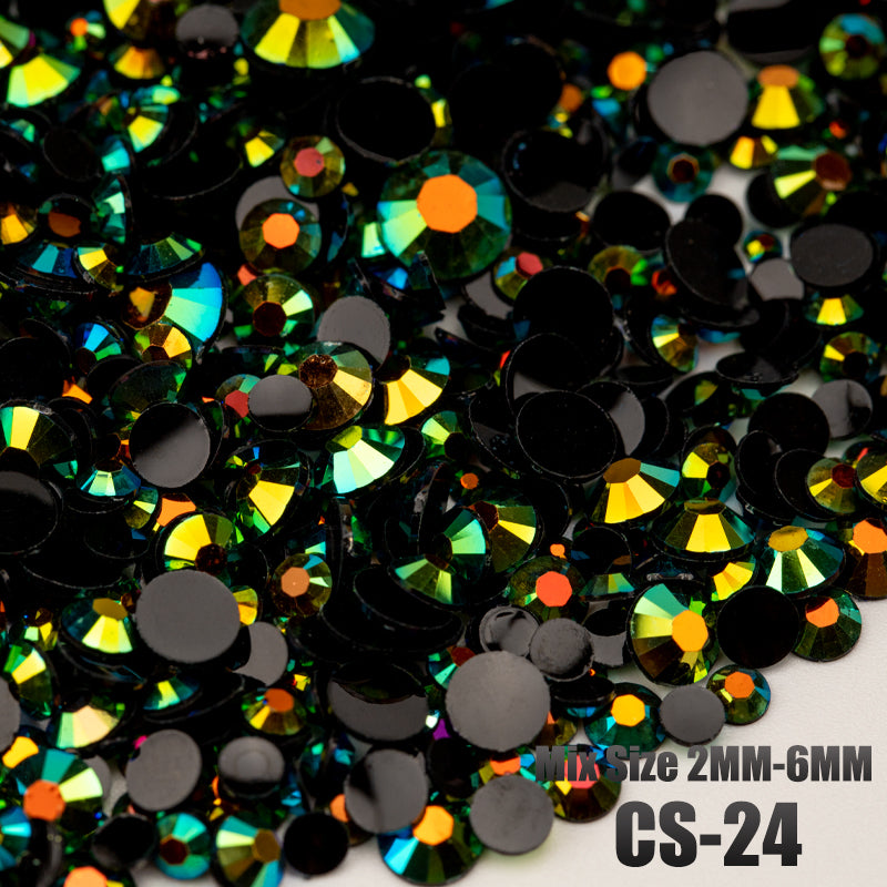 VDD CS-24 Mix Size 2-6mm Resin Rhinestone Crystal Flatback Plastic Flatback Stones SHUZHI