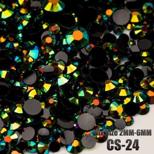 VDD CS-24 30/100g Mix Size 2-6mm Resin Rhinestone Crystal Color AB Flatback Plastic Bulk Wholesale For DIY Nail Art Crafts Decorations