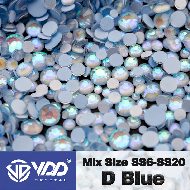 VDD 303 D Blue Mix Size SS6-SS20 Non-hotfix Rhinestones High Quality Glass Crystal Flatback Strass Stones KKmix-K174