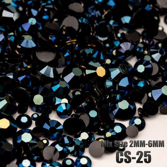 VDD CS-25 30/100g Mix Size 2-6mm Resin Rhinestone Crystal Color AB Flatback Plastic Bulk Wholesale For DIY Nail Art Crafts Decorations