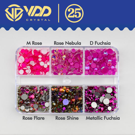 VDD  DC-025  SS6-SS20 Mix Size 6 Grid Box Glass Rhinestones Crystal Flatback Glitter Stones For Nail Art Accessorie DIY Crafts Decoration