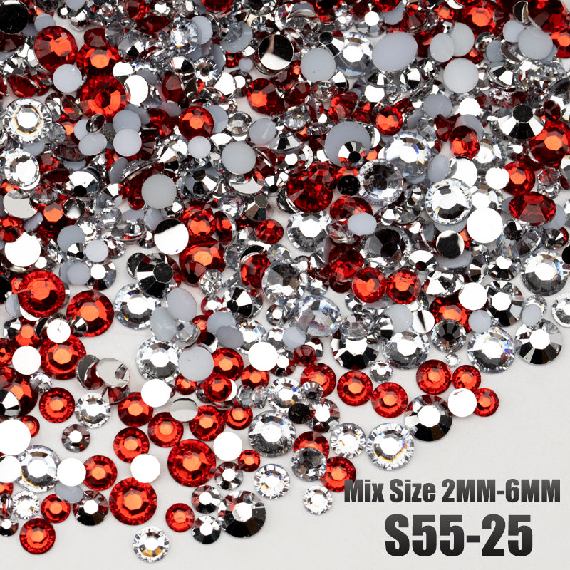 VDD S55-25 Mix Size 2-6mm Resin Rhinestone Crystal Flatback Plastic Flatback Stones SHUZHI