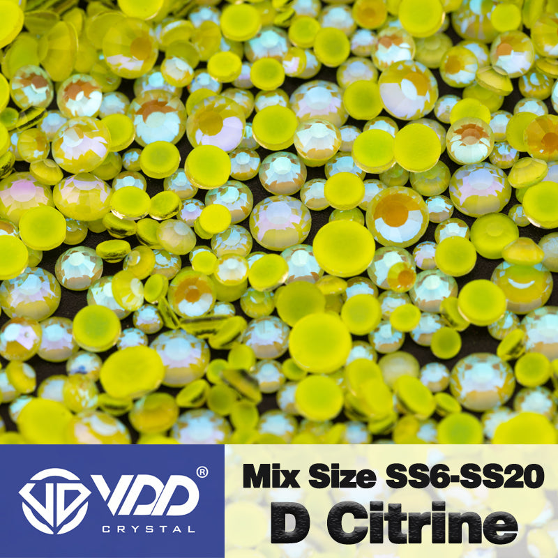 VDD 304  D Citrine Mix Size SS6-SS20 Non-hotfix Rhinestones High Quality Glass Crystal Flatback Strass Stones KKmix-K175