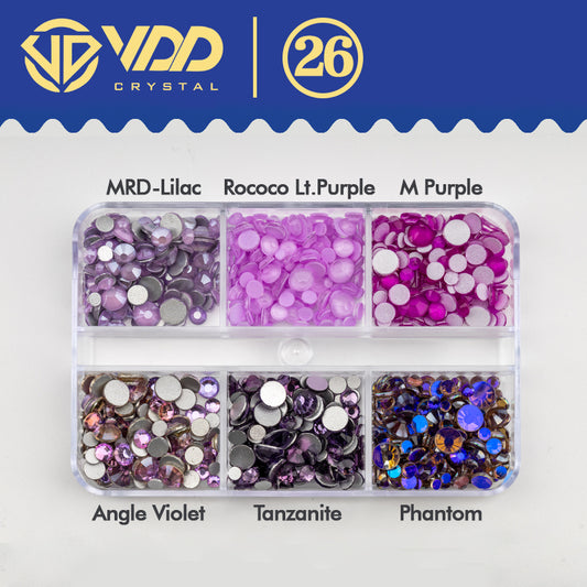 VDD  DC-026  SS6-SS20 Mix Size 6 Grid Box Glass Rhinestones Crystal Flatback Glitter Stones For Nail Art Accessorie DIY Crafts Decoration