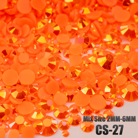 VDD CS-27 30/100g Mix Size 2-6mm Resin Rhinestone Crystal Color AB Flatback Plastic Bulk Wholesale For DIY Nail Art Crafts Decorations