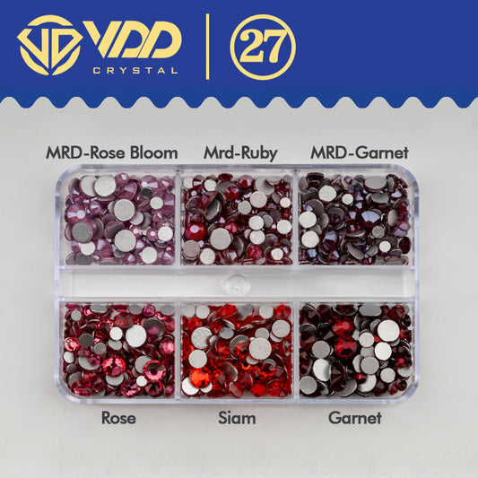 VDD  DC-027  SS6-SS20 Mix Size 6 Grid Box Glass Rhinestones Crystal Flatback Glitter Stones For Nail Art Accessorie DIY Crafts Decoration