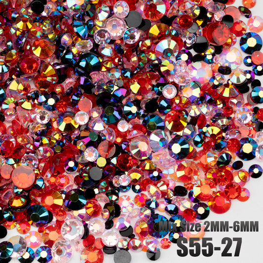 VDD S55-27 30g/100g Mix Size 2-6mm Resin Rhinestones Crystals Non Hot Fix Color AB Flat Back Stones For DIY Crafts Nail Art Decorations