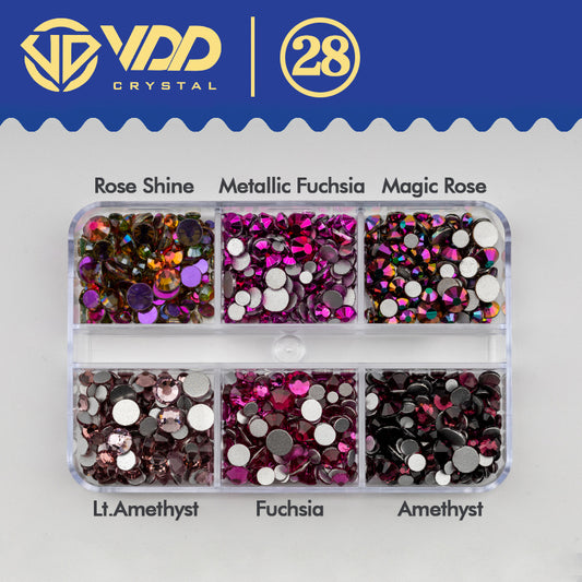 VDD  DC-028  SS6-SS20 Mix Size 6 Grid Box Glass Rhinestones Crystal Flatback Glitter Stones For Nail Art Accessorie DIY Crafts Decoration