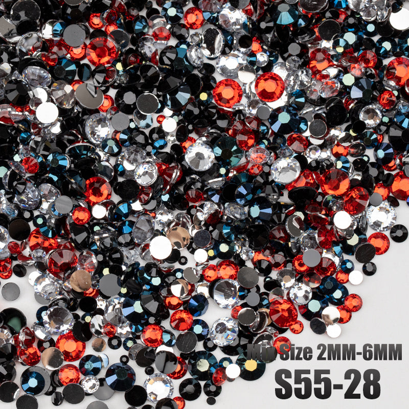 VDD S55-28 Mix Size 2-6mm Resin Rhinestone Crystal Flatback Plastic Flatback Stones SHUZHI