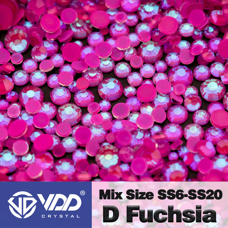 VDD 306 D Fuchsia Mix Size SS6-SS20 Non-hotfix Rhinestones High Quality Glass Crystal Flatback Strass Stones KKmix-K177
