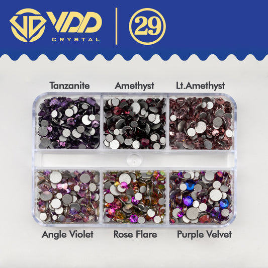 VDD  DC-029  SS6-SS20 Mix Size 6 Grid Box Glass Rhinestones Crystal Flatback Glitter Stones For Nail Art Accessorie DIY Crafts Decoration
