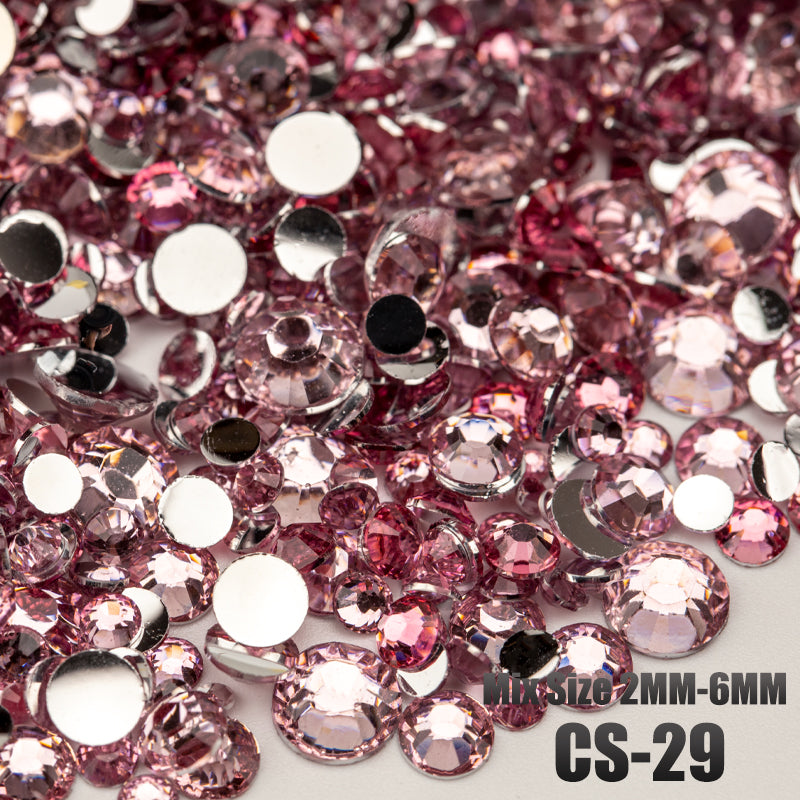 VDD CS-29 Mix Size 2-6mm Resin Rhinestone Crystal Flatback Plastic Flatback Stones SHUZHI