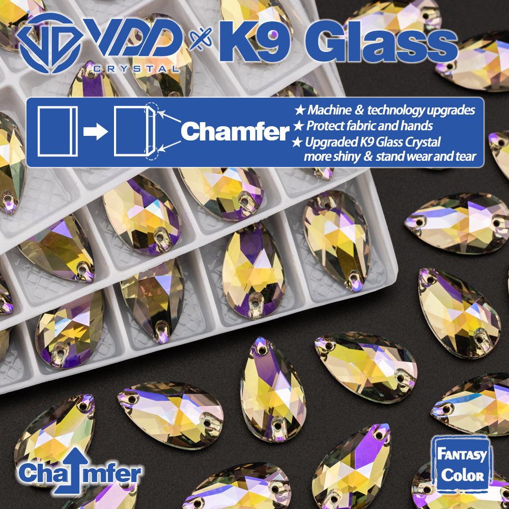 VDD Pear 11x18mm 24Pcs Ghost Light Color Top Quality K9 Glass Sew on Rhinestone Sewing Crystal Flatback Clothes Decorations
