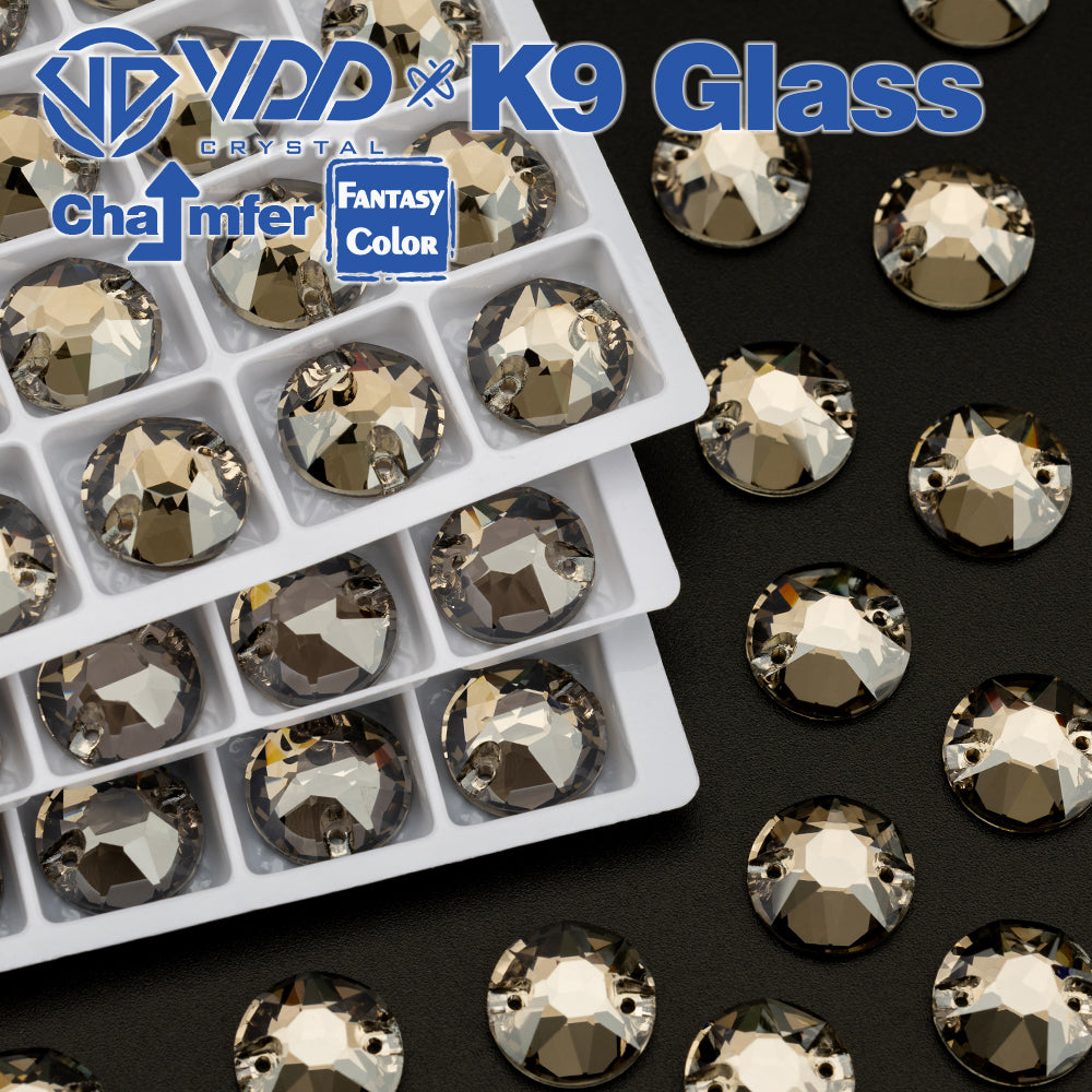 VDD 8B-8S 12mm 40Pcs Greige Color Top Quality K9 Glass Sew on Rhinestone Sewing Crystal Flatback Clothes Decorations