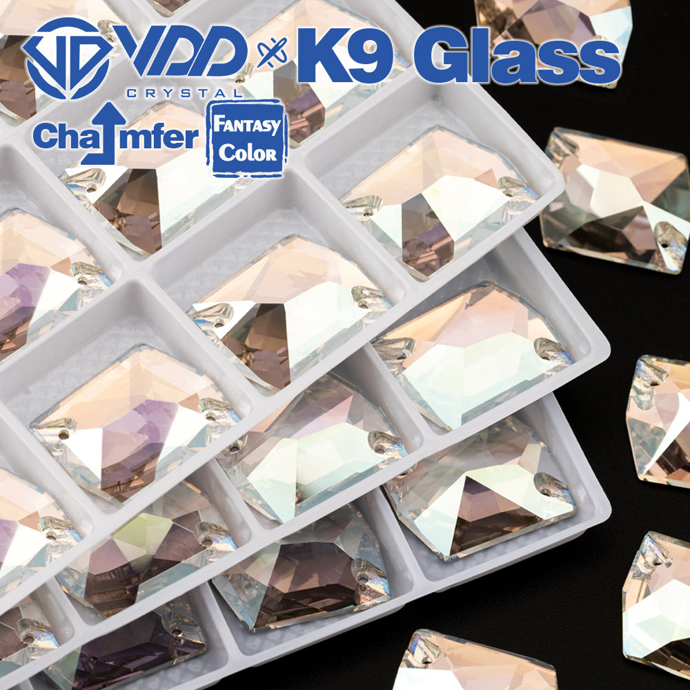 VDD Cosmic 17x21mm 15Pcs Stardust Shimmer Color Top Quality K9 Glass Sew on Rhinestone Sewing Crystal Flatback Garment Decorations