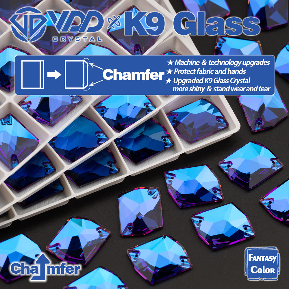 VDD Cosmic 17x21mm 15Pcs Bermuda Blue Top Quality K9 Glass Sew on Rhinestones Sewing Crystal Flatback for Garment Accessories