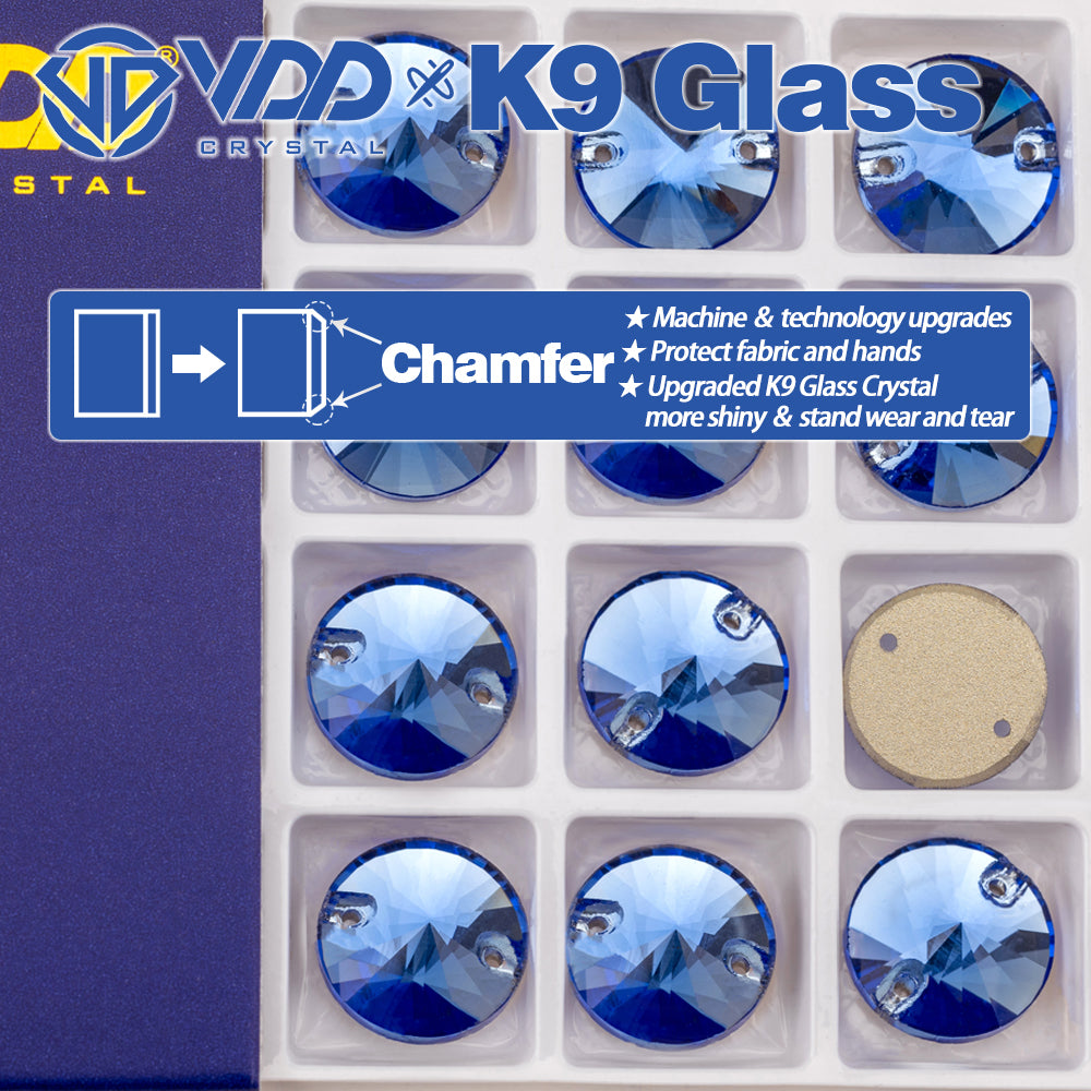 VDD Rivoli S117 Royal Blue K9 Glass Sew On Rhinestones High Quality AAAAA Crystal Flatback Sewing Strass Stones DB-S117