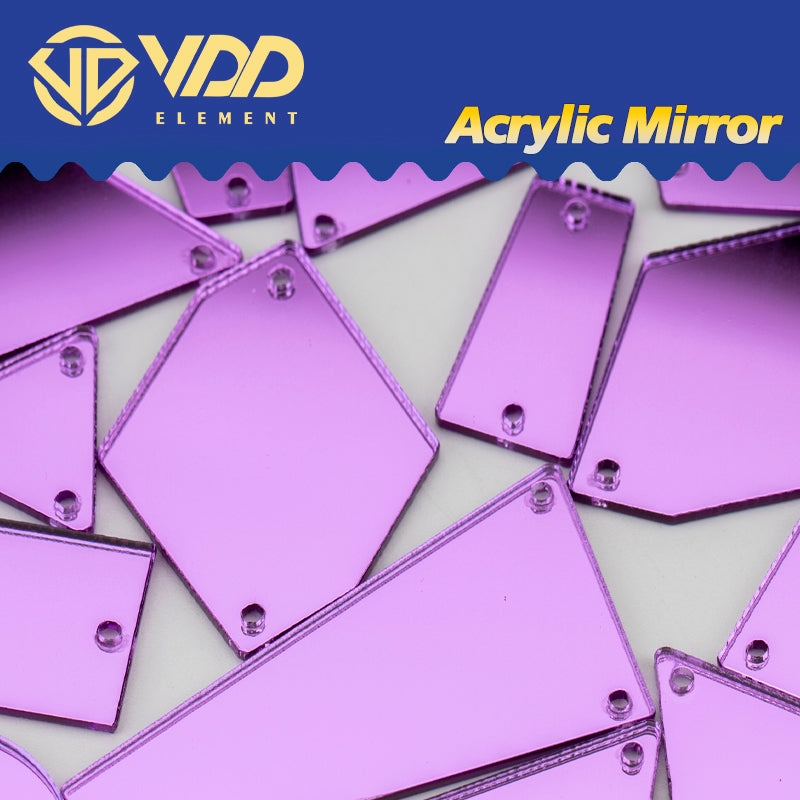 VDD 30/60/200Pcs Mix Size Purple Acrylic Mirror Sewing Rhinestones Sew On DIY Crafts Flat Back Stones For Garment Decorations