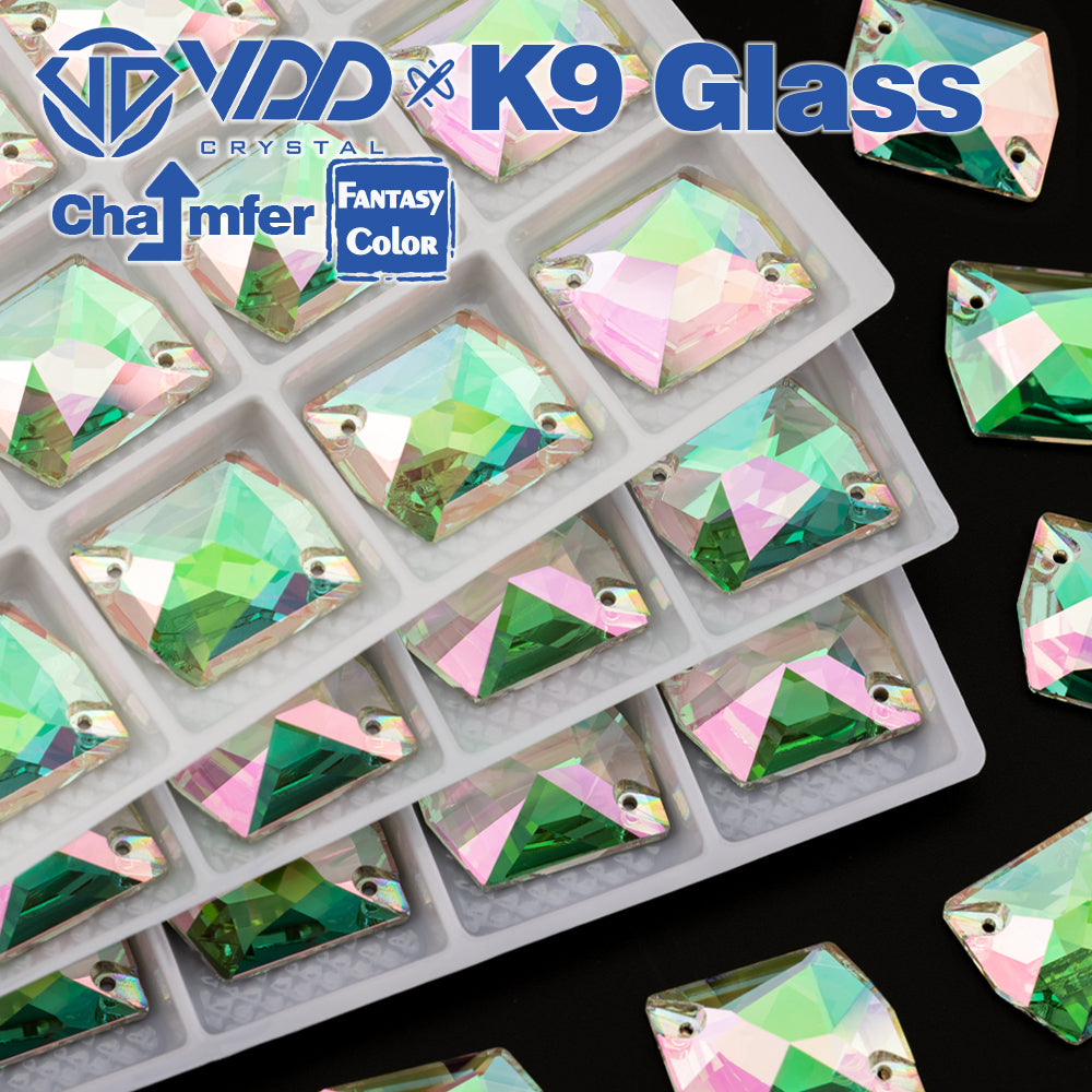VDD Cosmic 17x21mm 15Pcs Chroma Shimmer Color Top Quality K9 Glass Sew on Rhinestone Sewing Crystal Flatback Garment Decorations
