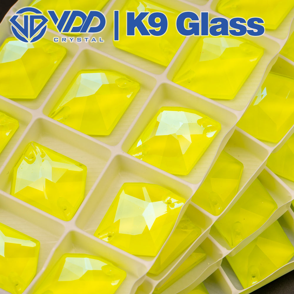 VDD 17x21mm Cosmic K9 Neon Lemon Glass Sew on Rhinestones Sewing Crystal Flatback Stones Clothes Decorations Wedding Dress