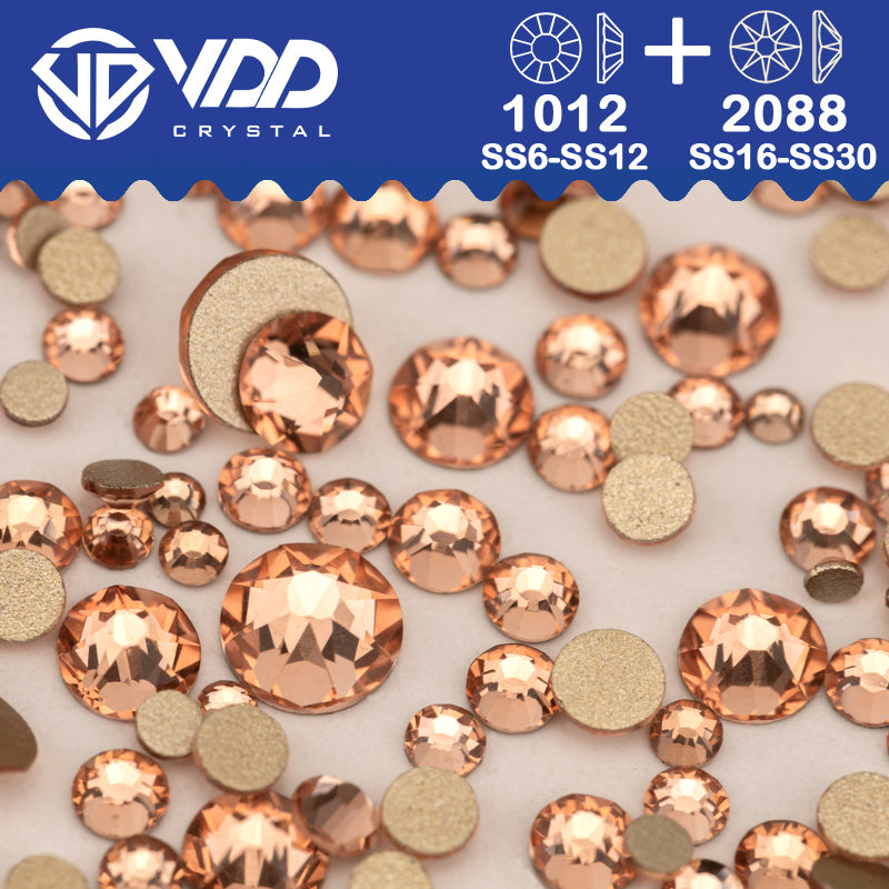 VDD 010 Lt.Peach SS16-SS30 High Quality AAAAA 2088 8 Big 8 Small Rhinestone Flatback Glitter Stone Crafts Nail Art Accessories