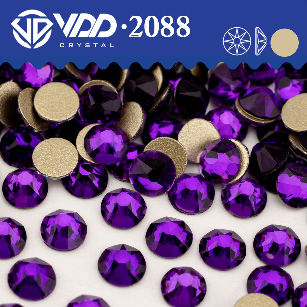 VDD 130 Grape SS16-SS30 High Quality AAAAA 2088 8 Big 8 Small Rhinestone Flatback Glitter Stone Crafts Nail Art Accessories