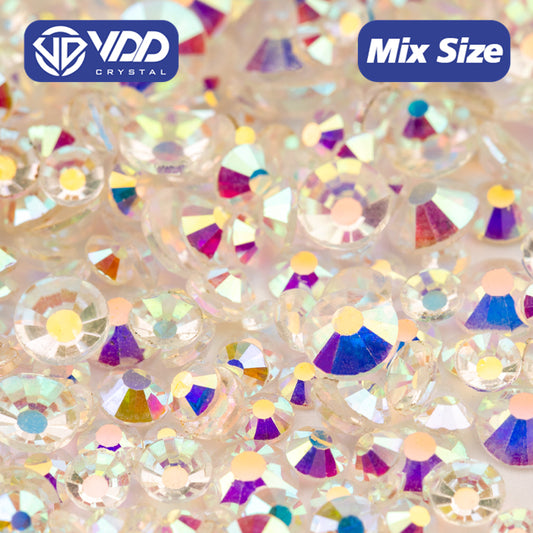 VDD 057 Transparent AB Mix Size SS6-SS20 High Quality Glass Rhinestones Crystal Flatback Glitter Stones Nail Art DIY Crafts Decorations