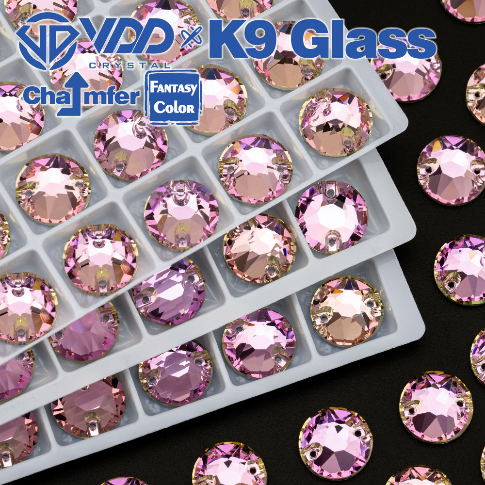 VDD 8B-8S 12mm 40Pcs Violet Beam Color Top Quality K9 Glass Sew on Rhinestone Sewing Crystal Flatback Clothes Decorations
