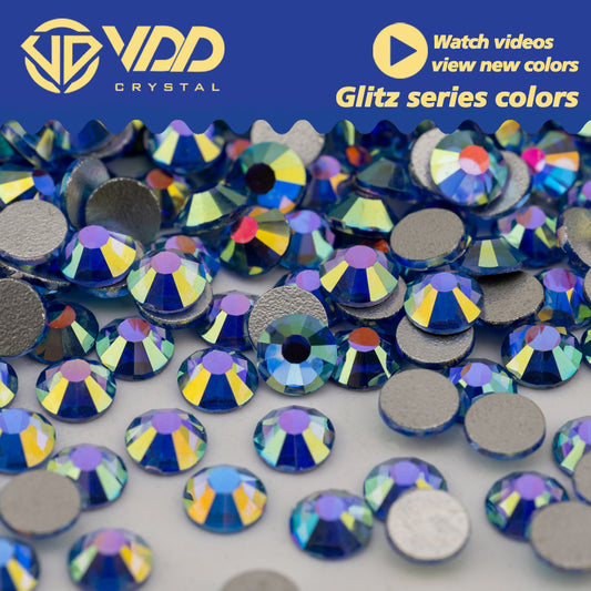 VDD  435 Glitz-Blue SS4-SS30 High Quality Glass Rhinestones Crystal Flatback Strass Diamond Stones For DIY Nail Art Accessories
