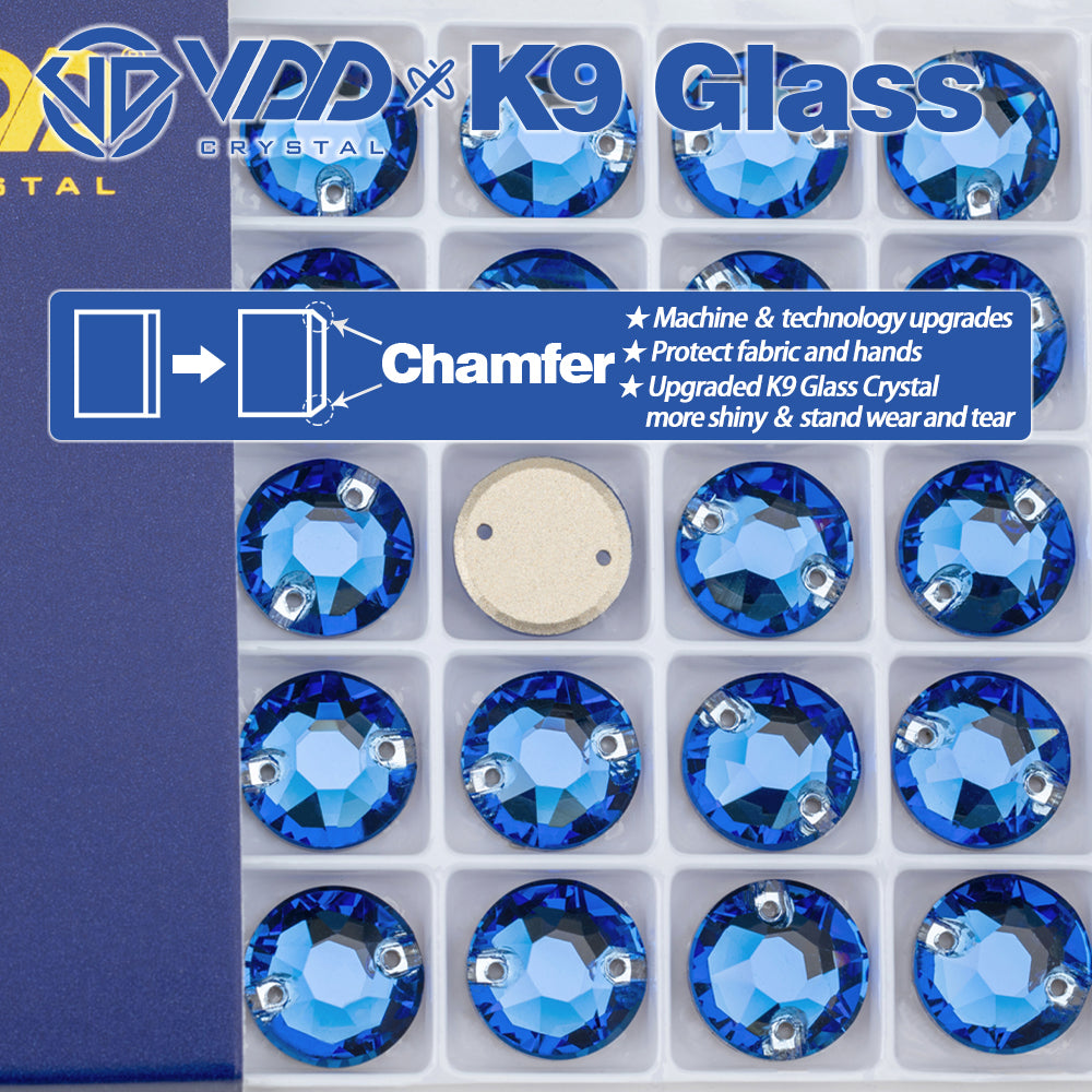 VDD S117 Royal Blue 8 Big 8 Small K9 Glass Sew On Rhinestones High Quality AAAAA Crystal Flatback Sewing Strass Stones DB-S117