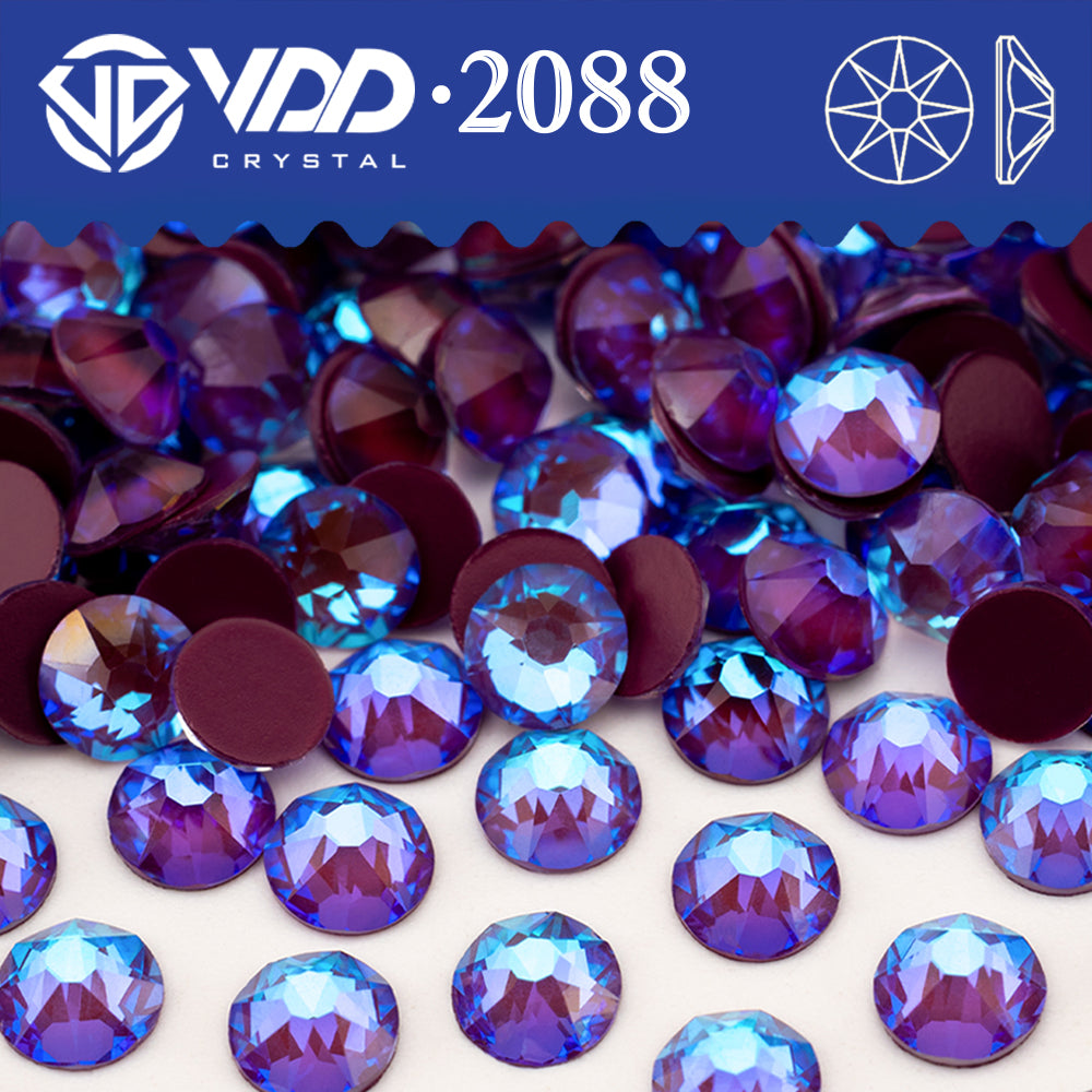 VDD 369 NOS-Eggplant  SS16-SS30 High Quality AAAAA 2088 8 Big 8 Small Rhinestone Flatback Glitter Stone Crafts Nail Art Accessories