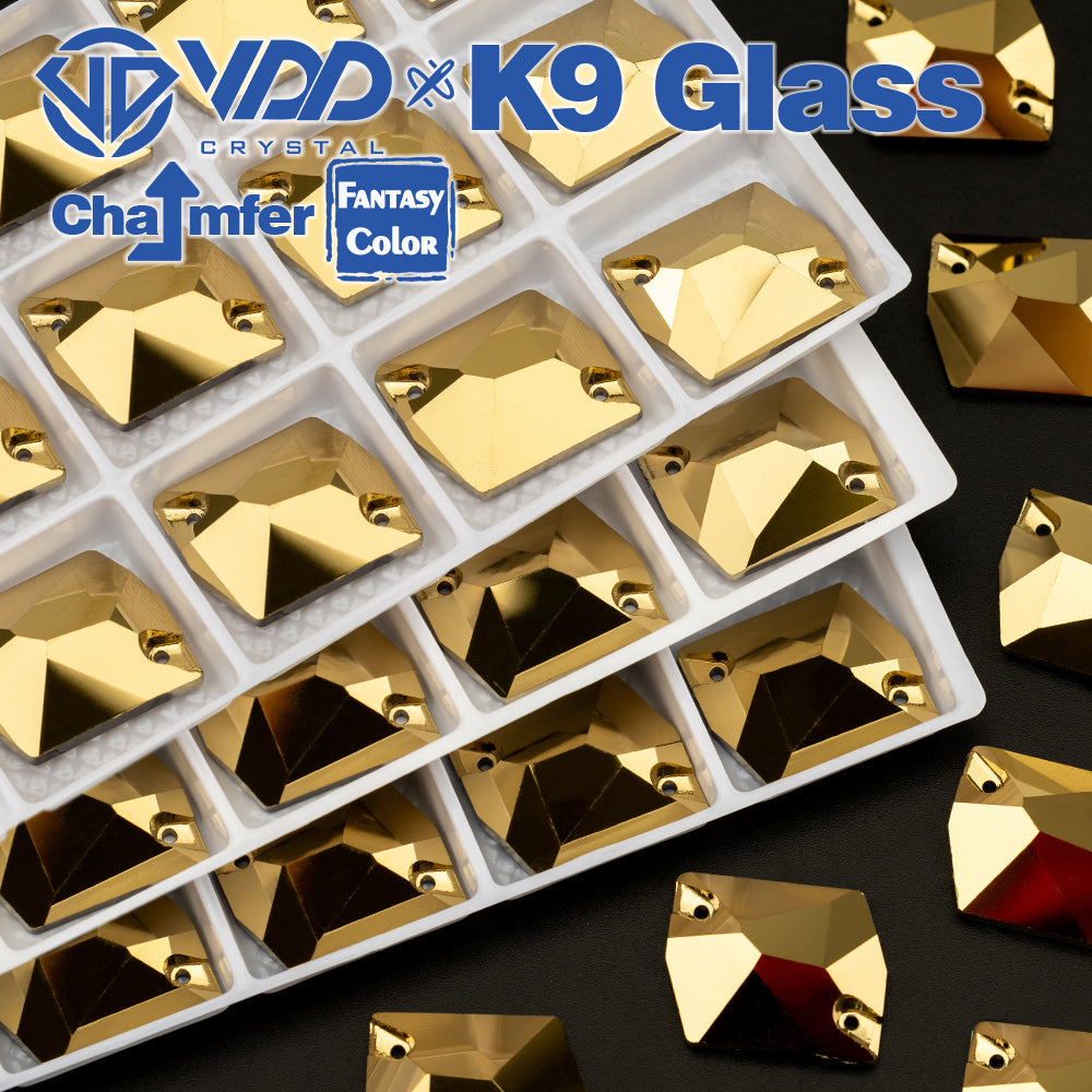 VDD Cosmic 17x21mm 15Pcs Aurum Color K9 Glass Sew On Rhinestones High Quality AAAAA Crystal Flatback Sewing Strass Stones DB-S268