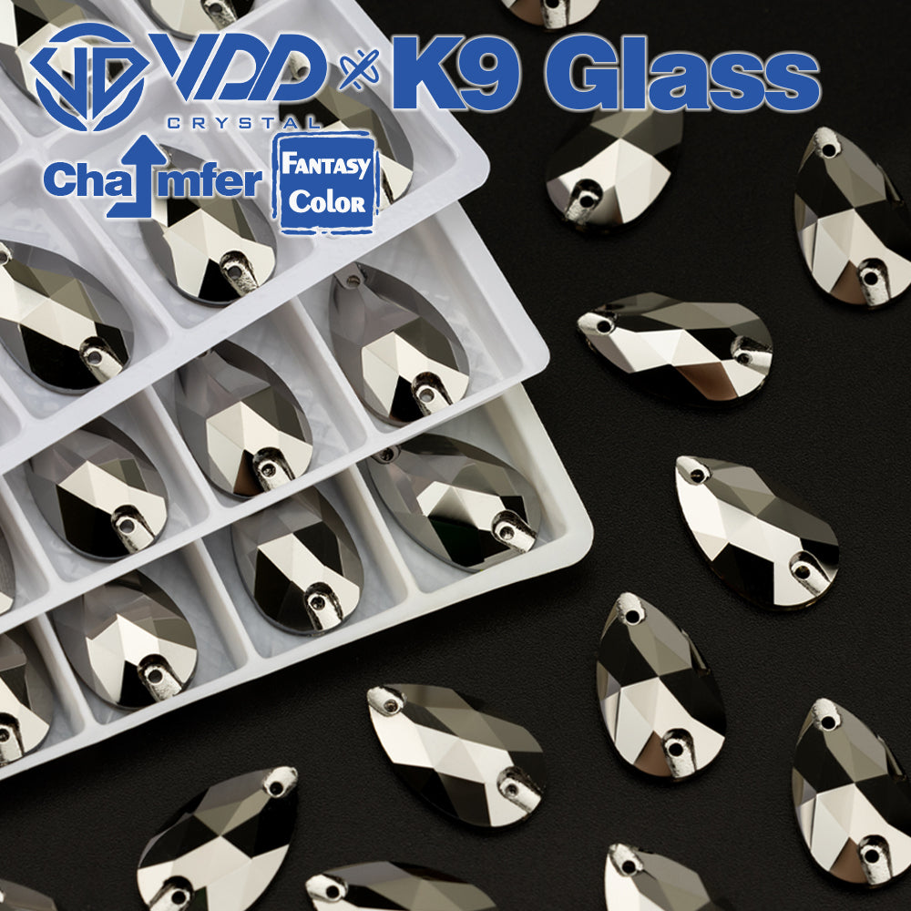 VDD Pear 11x18mm 24Pcs Hematite Color Top Quality K9 Glass Sew on Rhinestone Sewing Crystal Flatback Clothes Decorations