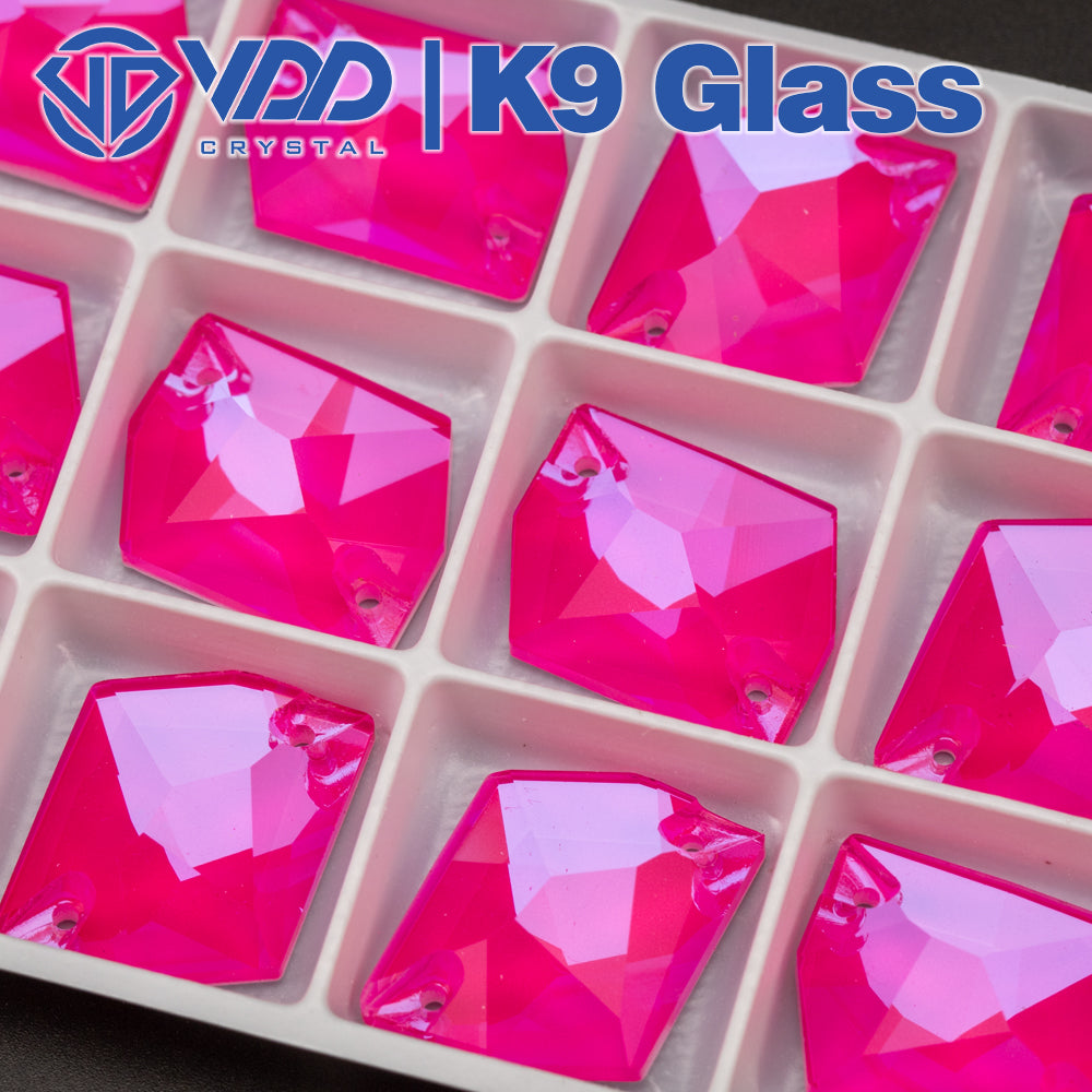 VDD 17x21mm Neon Rose Cosmic Top Quality Glass Sew on Rhinestones Crystal Flatback Stones for Clothes Decoration Wedding Dress