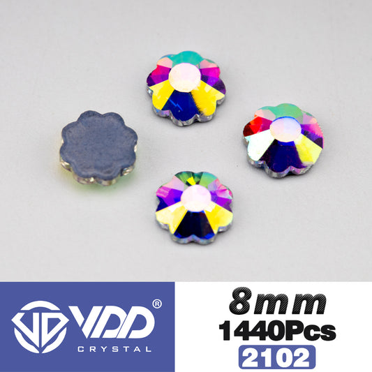 VDD 2102-8mm Wholesale 1440Pcs Rectangle Glass Rhinestones Crystal AB Flatback HotFix Strass Shape 3D Stones For Nail Art DIY Decorations