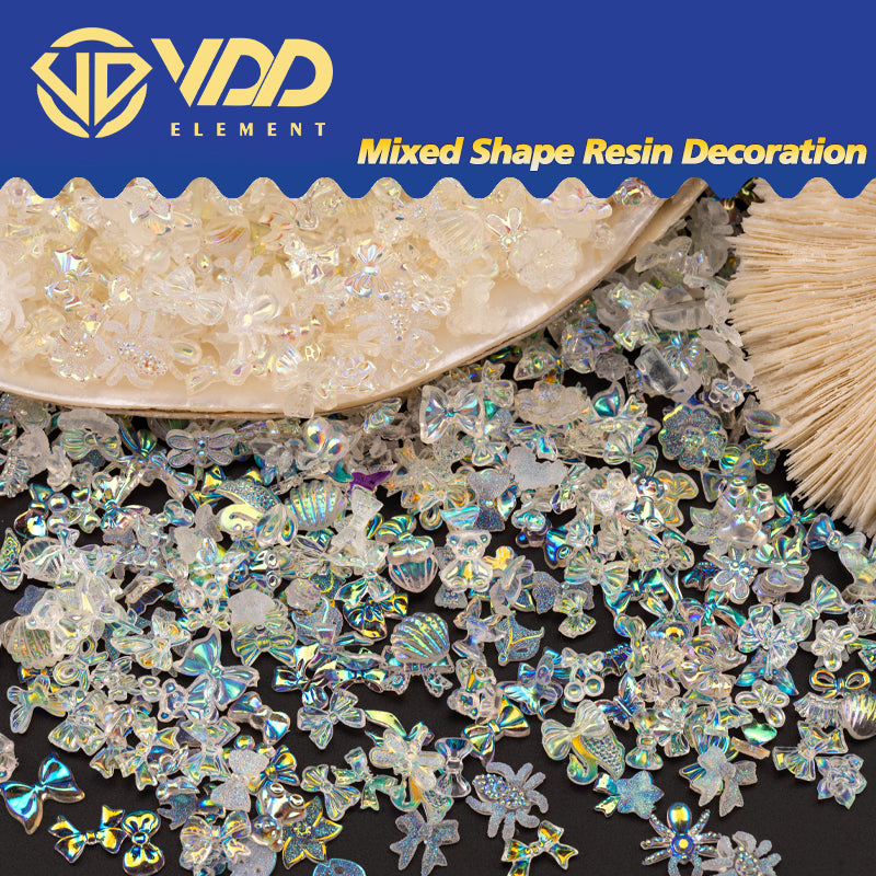 VDD 100/500Pcs Mix Shape Resin AB Decoration Flatback Plastics Glitter Stones For DIY Crafts Nail Art Accessories Bulk Wholesale