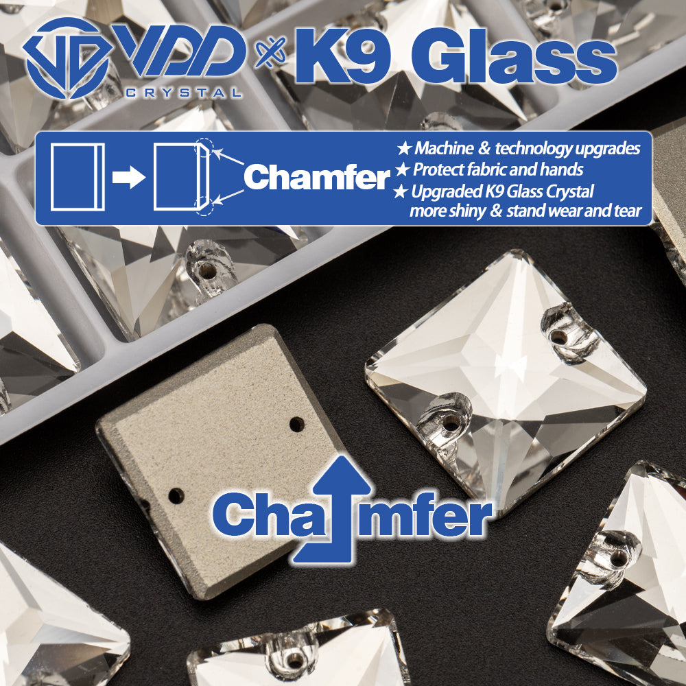VDD S101 Crystal  Square Top Quality K9 Glass Sew on Rhinestones Crystal Flatback Sewing Stones for Clothes Decorations