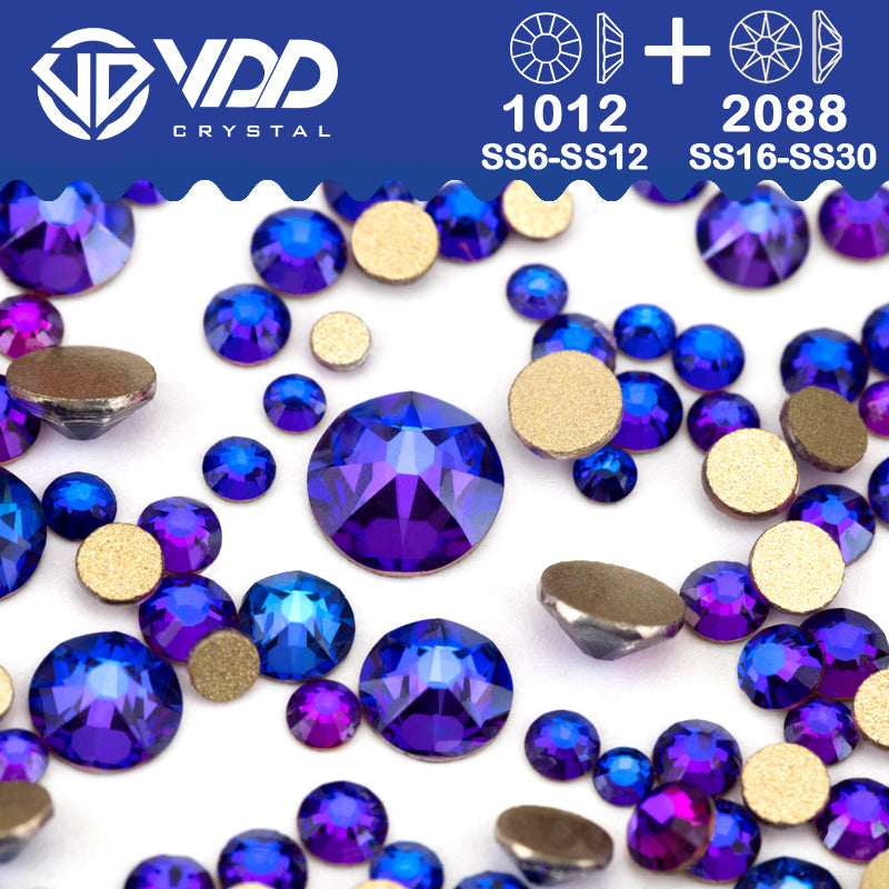 VDD 036 Purple Velvet Wholesale Mix Size SS6-SS30 High Quality Glass 2088 Rhinestones Crystal Gold Flatback Strass Stones Nail Art DIY Decorations
