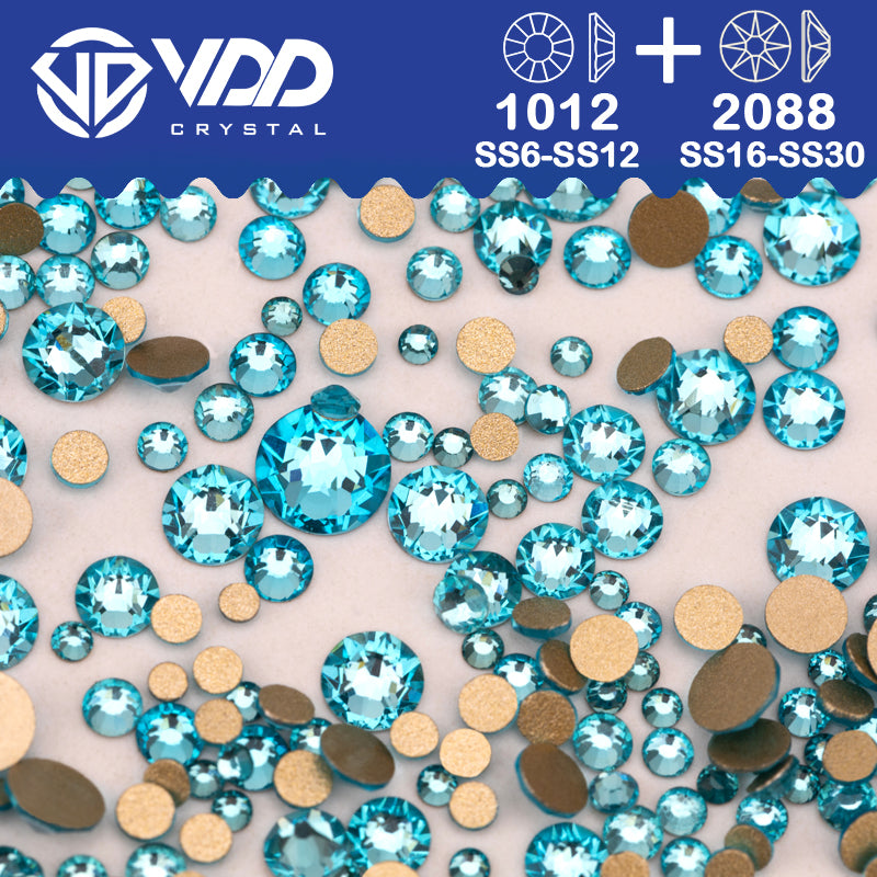 VDD 027 Aquamarine SS16-SS30 High Quality AAAAA 2088 8 Big 8 Small Rhinestone Flatback Glitter Stone Crafts Nail Art Accessories