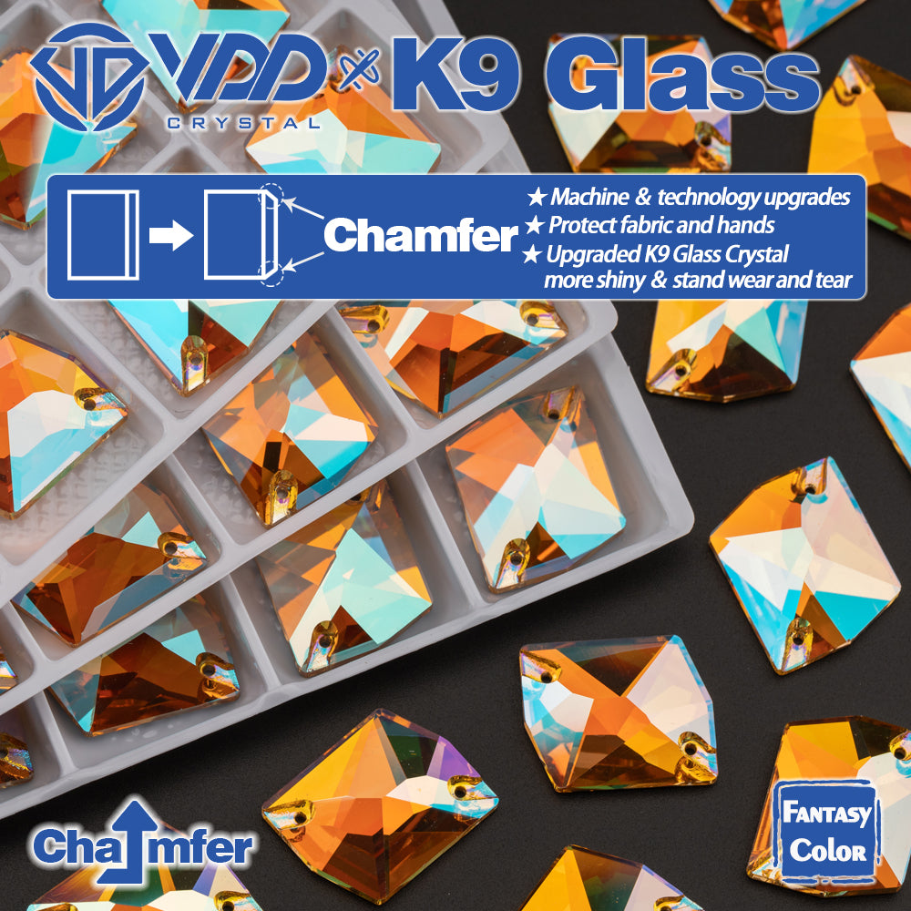 VDD Cosmic 17x21mm 15Pcs Burning Sun Color Top Quality K9 Glass Sew on Rhinestone Sewing Crystal Flatback Garment Decoration