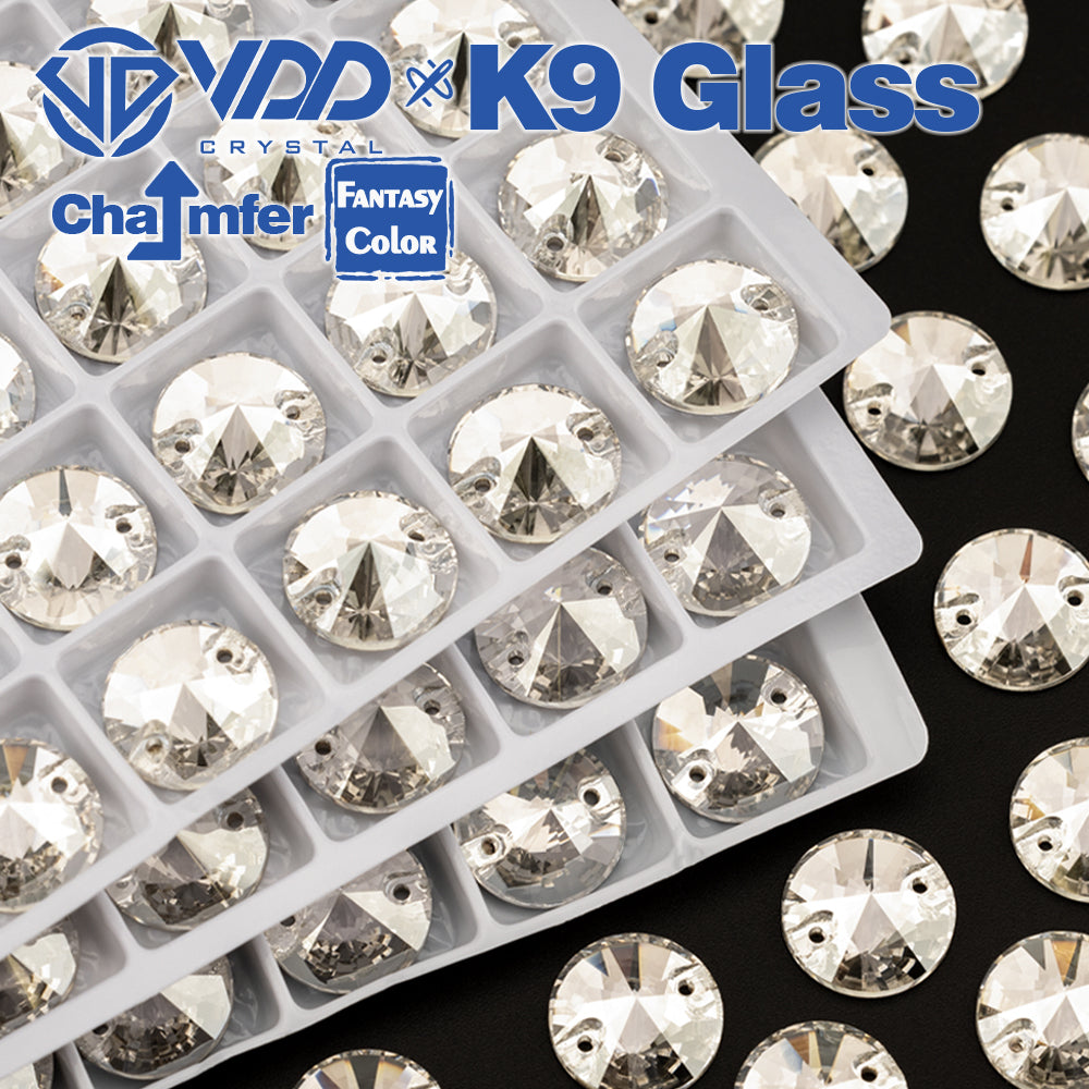 VDD Rivoli 12mm 40Pcs Sliver Shadow Color Top Quality K9 Glass Sew on Rhinestone Sewing Crystal Flatback Clothes Decorations