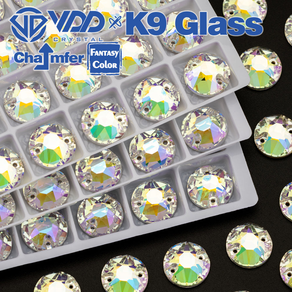 VDD 8B-8S 12mm 40Pcs Luster Mirage  Color Top Quality K9 Glass Sew on Rhinestone Sewing Crystal Flatback Clothes Decorations