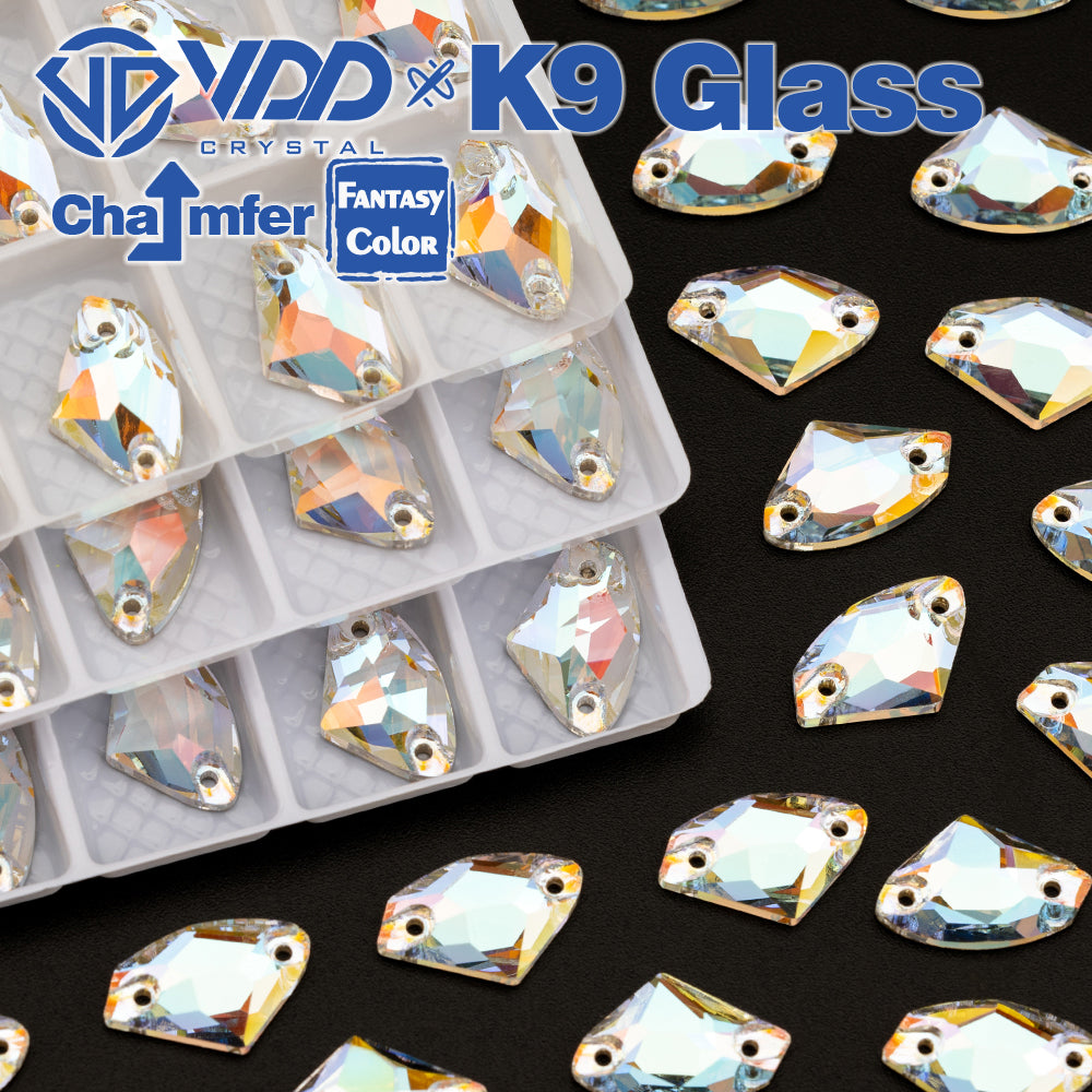 VDD Galactic 9x14mm 36Pcs Aura Mirage Color Top Quality K9 Glass Sew on Rhinestones Crystal Flatback Stones Garment Decorations