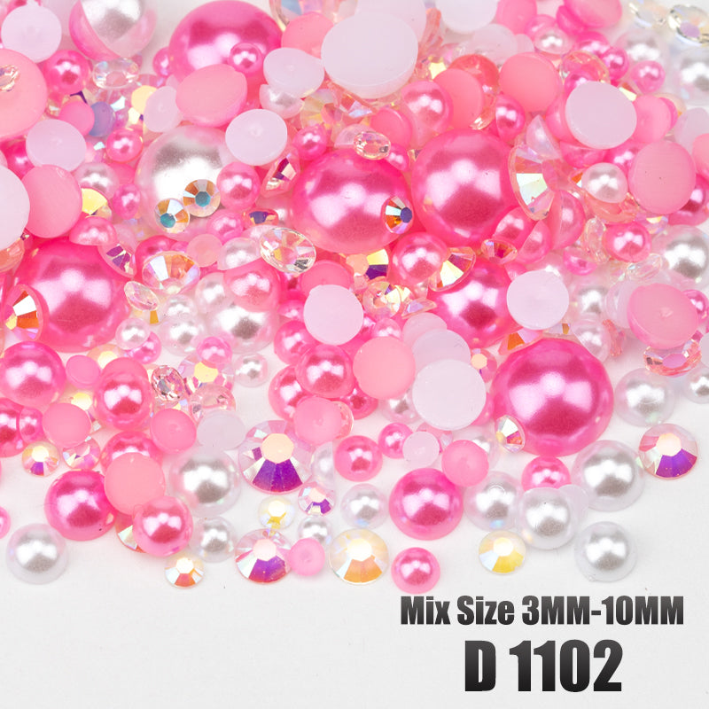 VDD D1102 3-10mm Mix Size ABS Half Round Pearls Flatback Beads Resin Rhinestones Flatback Stones ZHENZHU